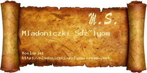 Mladoniczki Sólyom névjegykártya